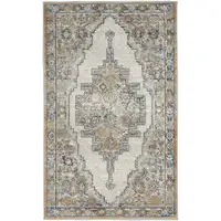 Photo of Grey And Light Blue Oriental Power Loom Non Skid Area Rug