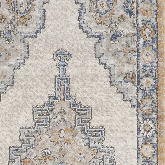 Grey And Light Blue Oriental Power Loom Non Skid Runner Rug Photo 3