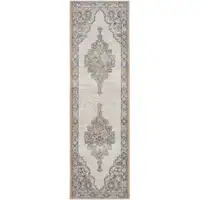 Photo of Grey And Light Blue Oriental Power Loom Non Skid Runner Rug