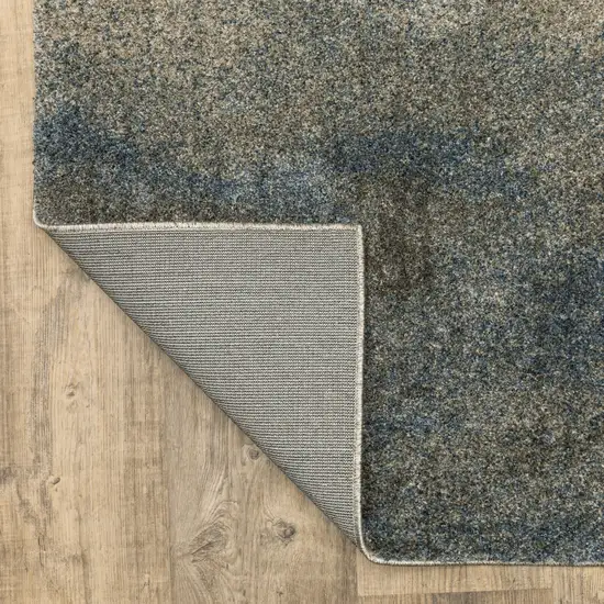 Grey And Teal Blue Abstract Power Loom Stain Resistant Area Rug Photo 6