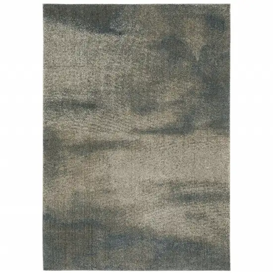 Grey And Teal Blue Abstract Power Loom Stain Resistant Area Rug Photo 1