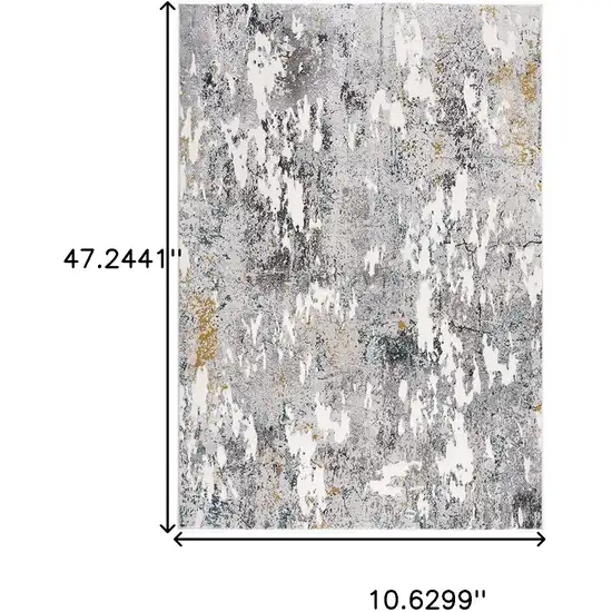 Grey And White Abstract Power Loom Stain Resistant Area Rug Photo 8