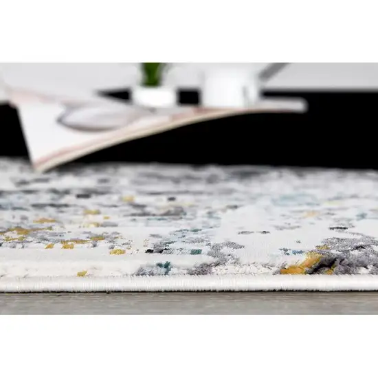 Grey And White Abstract Power Loom Stain Resistant Area Rug Photo 5