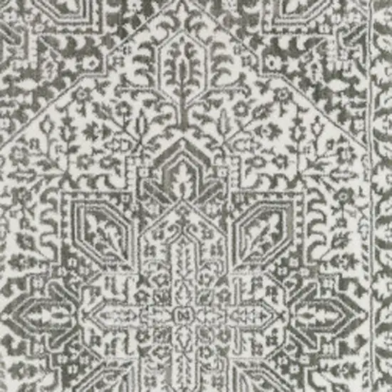 2' X 8' Grey And White Oriental Power Loom Stain Resistant Runner Rug Photo 3