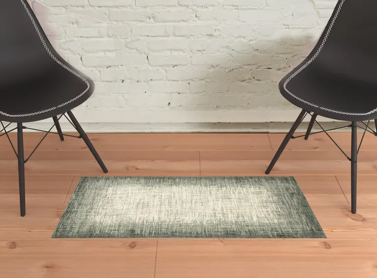 Grey Beige And Blue Power Loom Stain Resistant Area Rug Photo 2