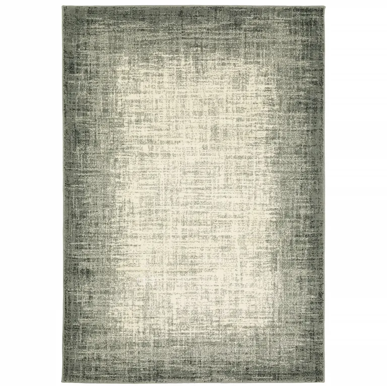 Grey Beige And Blue Power Loom Stain Resistant Area Rug Photo 1