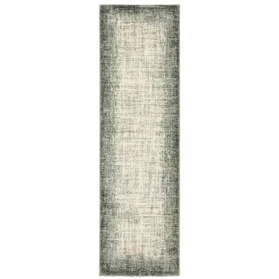 Grey Beige And Blue Power Loom Stain Resistant Runner Rug Photo 1