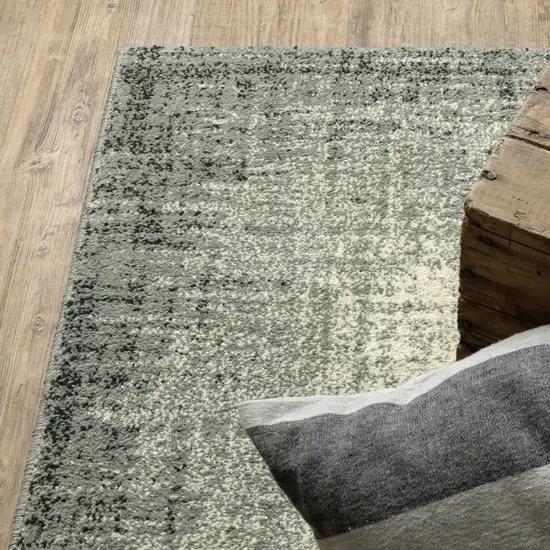 Grey Beige And Blue Power Loom Stain Resistant Runner Rug Photo 5