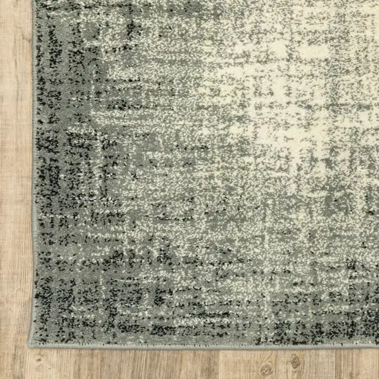 Grey Beige And Blue Power Loom Stain Resistant Runner Rug Photo 4