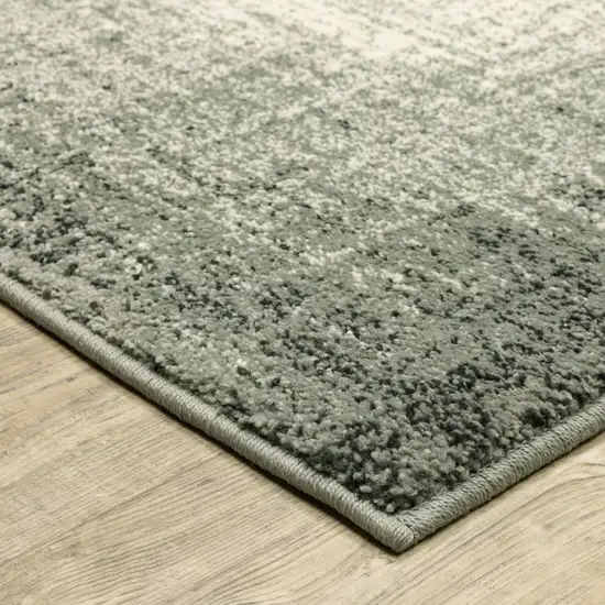 Grey Beige And Blue Power Loom Stain Resistant Runner Rug Photo 9