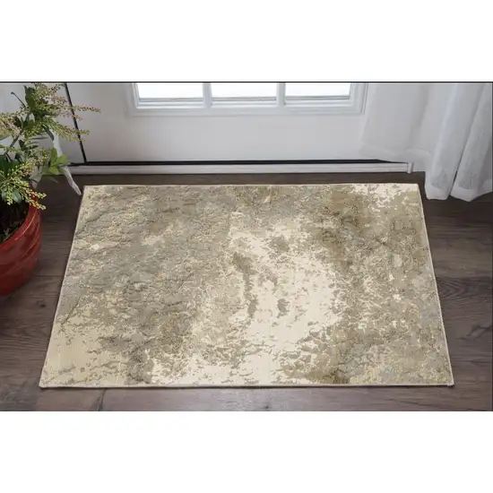 Gray and Ivory Abstract Power Loom Area Rug Photo 1