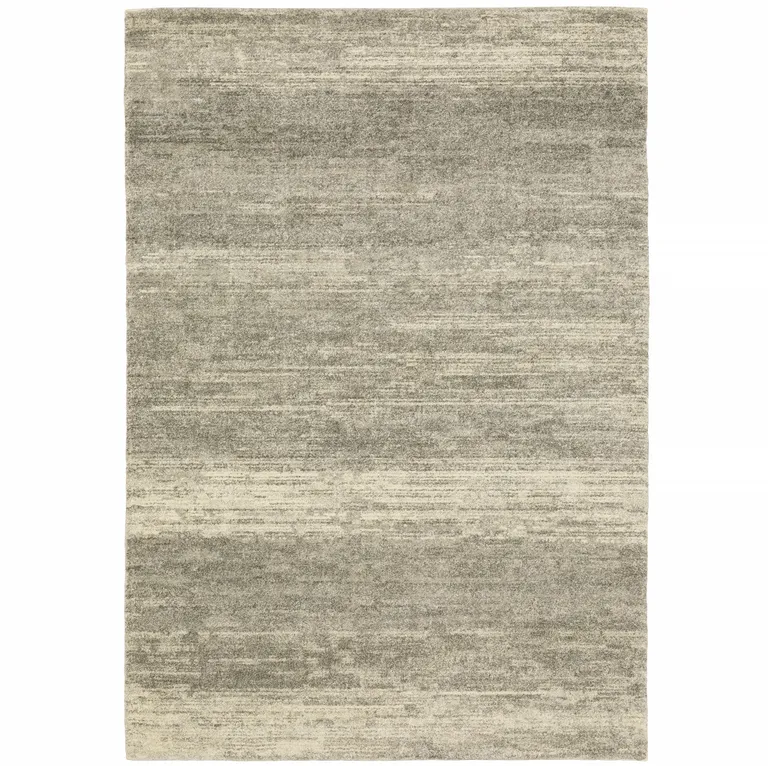 Grey Beige And Tan Abstract Power Loom Stain Resistant Area Rug Photo 1