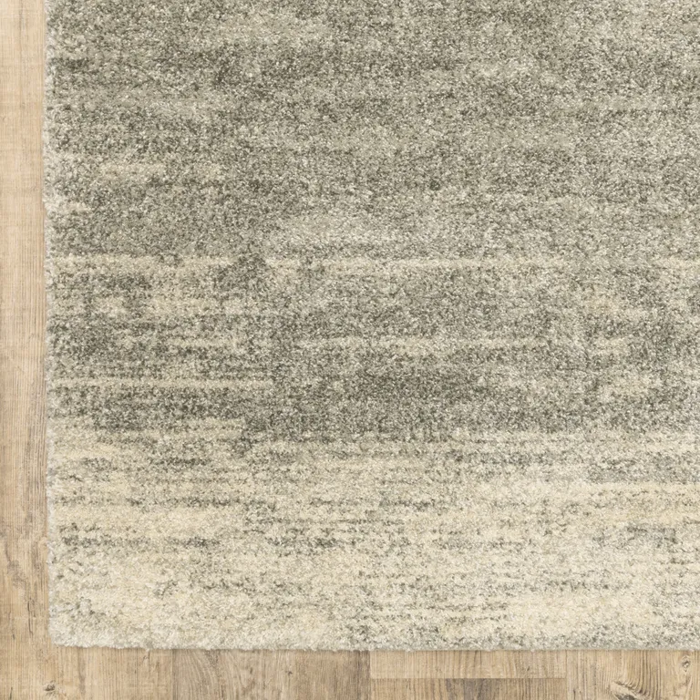 Grey Beige And Tan Abstract Power Loom Stain Resistant Runner Rug Photo 3