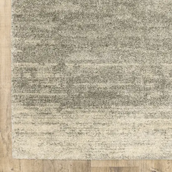 Grey Beige And Tan Abstract Power Loom Stain Resistant Runner Rug Photo 3