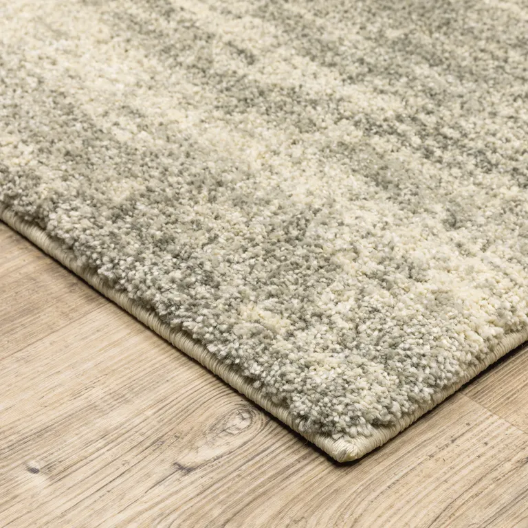 Grey Beige And Tan Abstract Power Loom Stain Resistant Runner Rug Photo 4