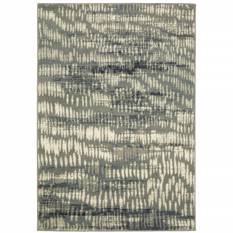 Grey Beige Blue And Light Blue Abstract Power Loom Stain Resistant Area Rug Photo 1