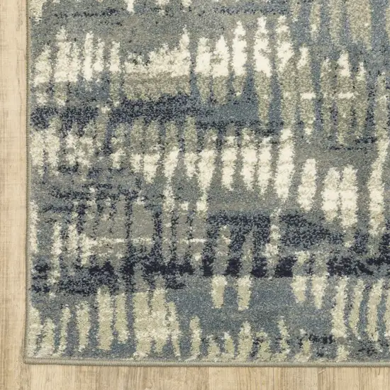 Grey Beige Blue And Light Blue Abstract Power Loom Stain Resistant Area Rug Photo 3