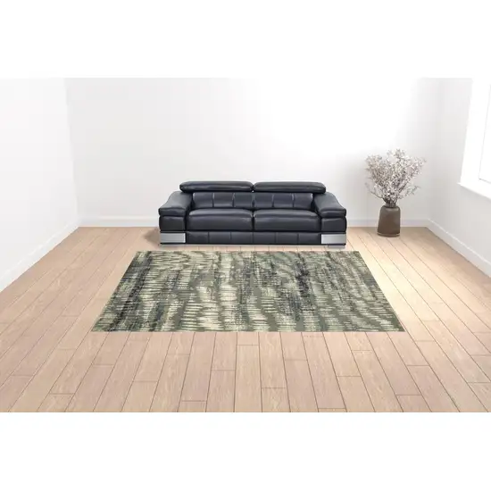 Grey Beige Blue And Light Blue Abstract Power Loom Stain Resistant Area Rug Photo 2