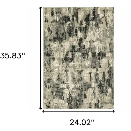 Grey Beige Charcoal And Blue Abstract Power Loom Stain Resistant Area Rug Photo 10