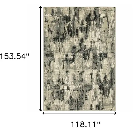 Grey Beige Charcoal And Blue Abstract Power Loom Stain Resistant Area Rug Photo 10