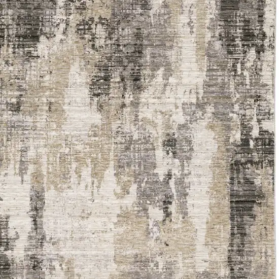 Grey Beige Charcoal Brown Tan And Ivory Abstract Power Loom Stain Resistant Area Rug Photo 5