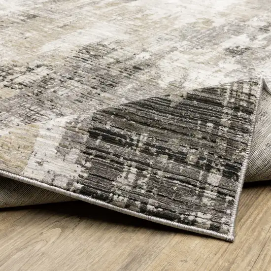 Grey Beige Charcoal Brown Tan And Ivory Abstract Power Loom Stain Resistant Runner Rug Photo 8