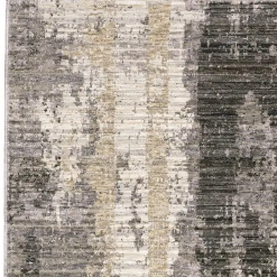 2' X 8' Grey Beige Charcoal Brown Tan And Ivory Abstract Power Loom Stain Resistant Runner Rug Photo 5