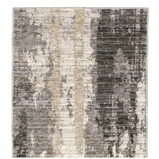 2' X 8' Grey Beige Charcoal Brown Tan And Ivory Abstract Power Loom Stain Resistant Runner Rug Photo 6