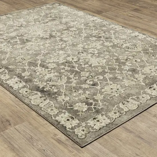 Grey Beige Tan And Brown Oriental Power Loom Stain Resistant Area Rug Photo 5