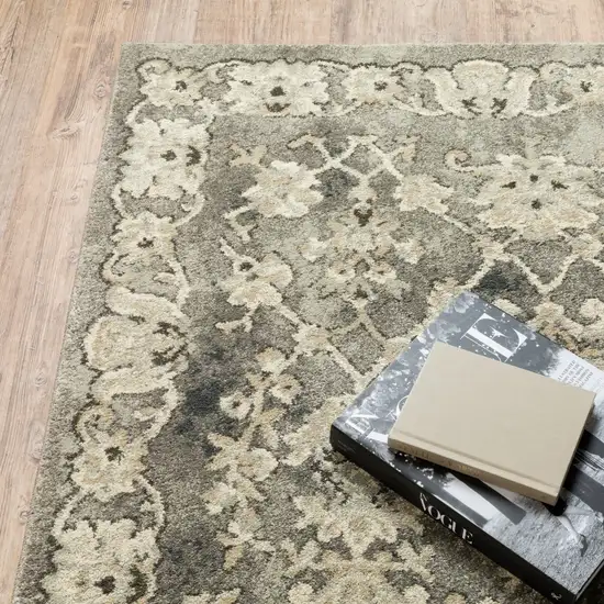 Grey Beige Tan And Brown Oriental Power Loom Stain Resistant Area Rug Photo 6