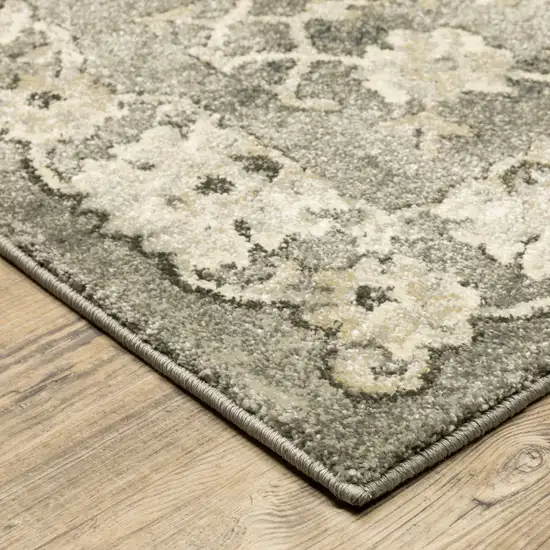 Grey Beige Tan And Brown Oriental Power Loom Stain Resistant Area Rug Photo 4