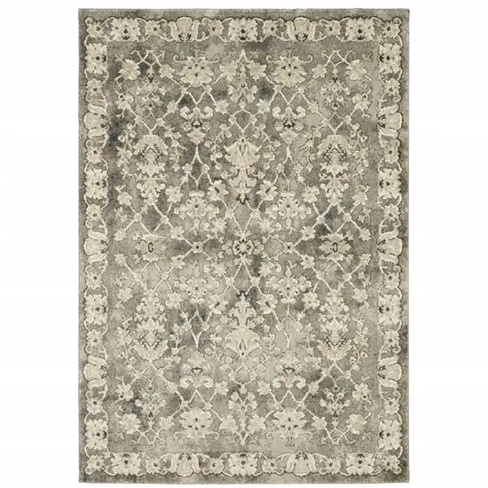 Grey Beige Tan And Brown Oriental Power Loom Stain Resistant Area Rug Photo 2