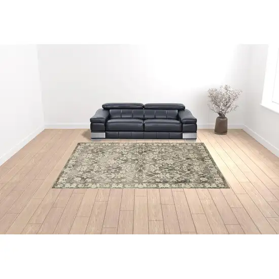 Grey Beige Tan And Brown Oriental Power Loom Stain Resistant Area Rug Photo 3