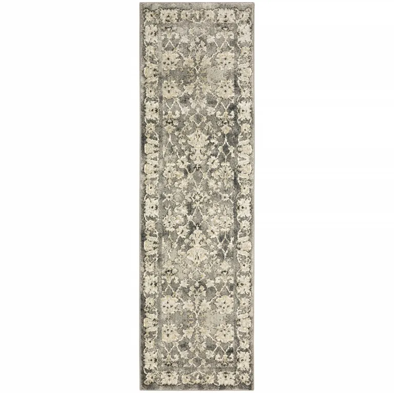 Grey Beige Tan And Brown Oriental Power Loom Stain Resistant Runner Rug Photo 1