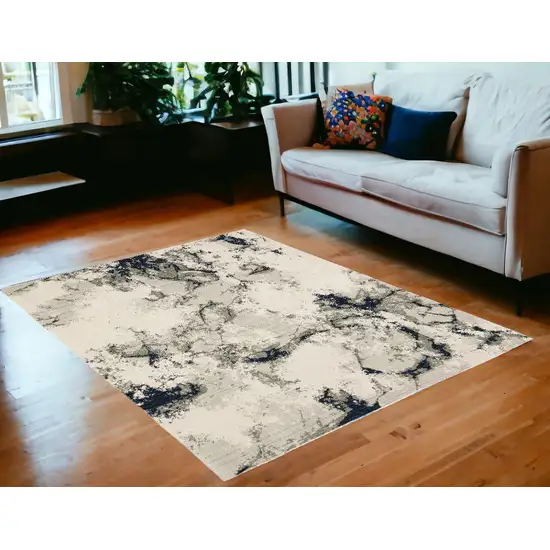 Gray and Black Abstract Power Loom Area Rug Photo 1