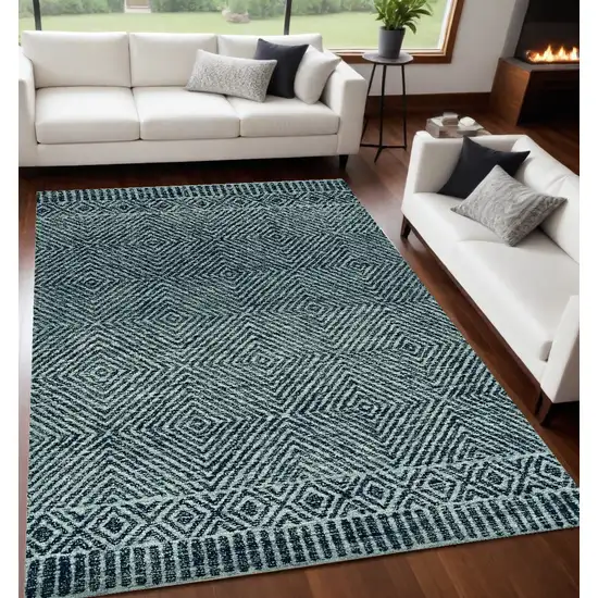 Grey Black Hand Tufted Space Dyed Geometric Indoor Area Rug Photo 1