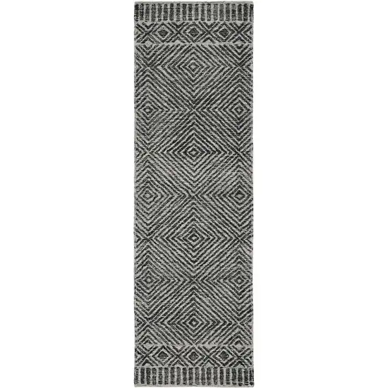 Grey Black Hand Tufted Space Dyed Geometric Indoor Area Rug Photo 1