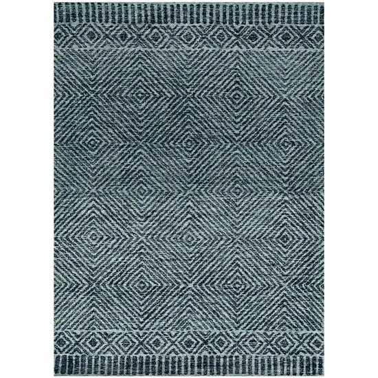 Grey Black Hand Tufted Space Dyed Geometric Indoor Area Rug Photo 2