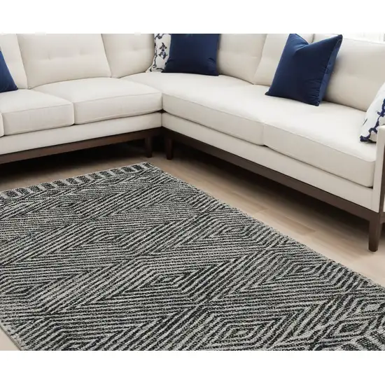 Grey Black Hand Tufted Space Dyed Geometric Indoor Area Rug Photo 1