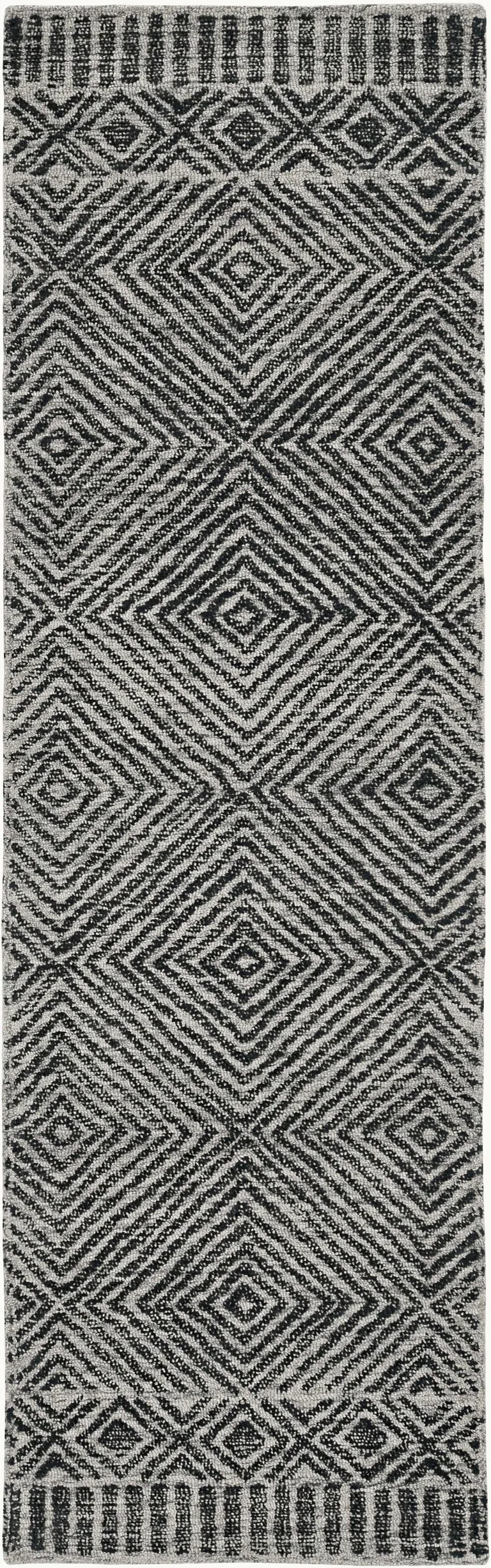 Grey Black Hand Tufted Space Dyed Geometric Indoor Area Rug Photo 1