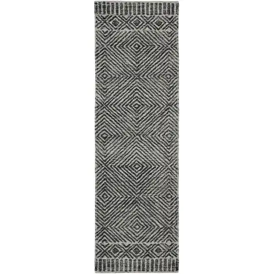 Gray and Black Wool Geometric Hand Tufted Area Rug Photo 2