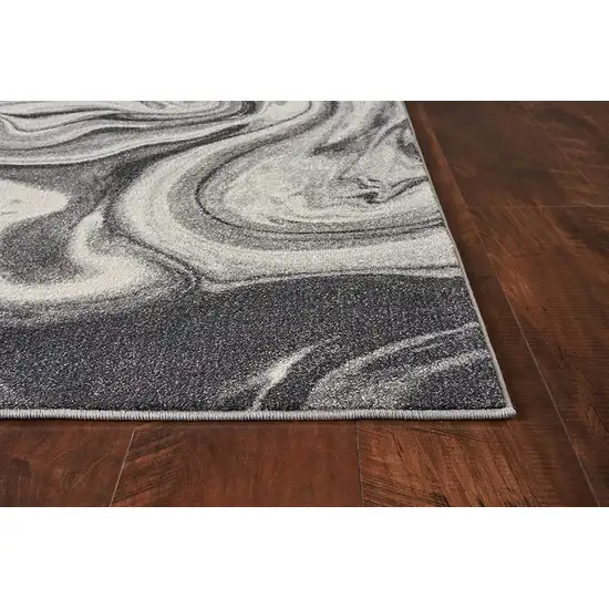 Grey Black Machine Woven Marble Indoor Area Rug Photo 3