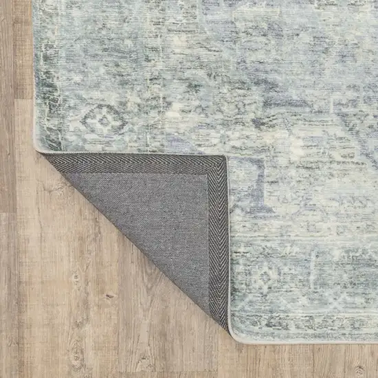 Grey Blue And Ivory Oriental Power Loom Stain Resistant Area Rug Photo 7