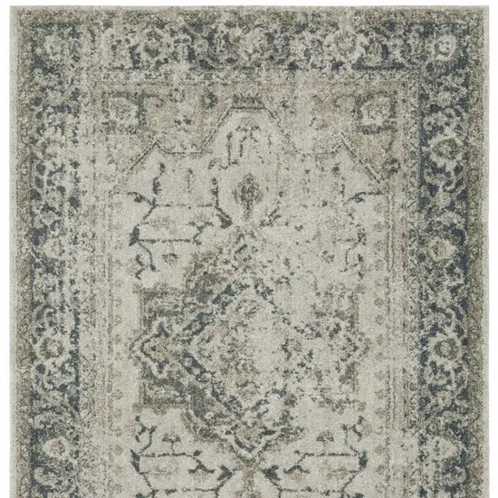 Blue and Gray Oriental Power Loom Area Rug Photo 7