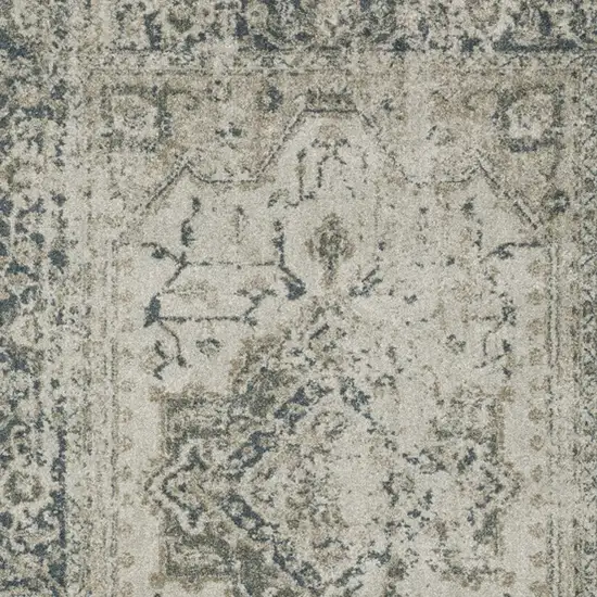 Blue and Gray Oriental Power Loom Area Rug Photo 6