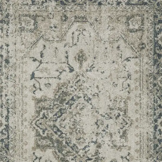 Blue and Gray Oriental Power Loom Area Rug Photo 5