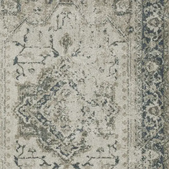 Blue and Gray Oriental Power Loom Area Rug Photo 6