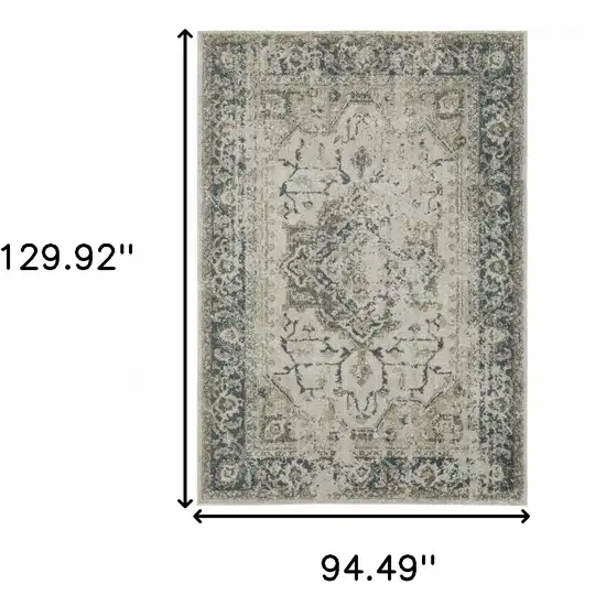 Blue and Gray Oriental Power Loom Area Rug Photo 3