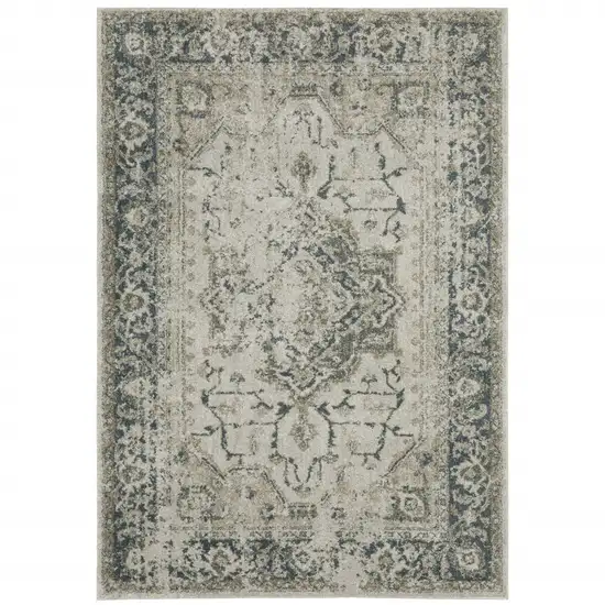 Blue and Gray Oriental Power Loom Area Rug Photo 7