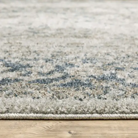 Grey Blue And Teal Oriental Power Loom Stain Resistant Runner Rug Photo 9